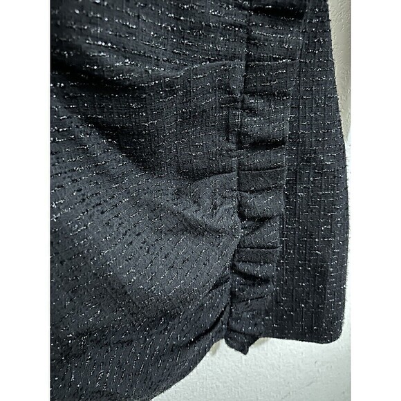 NEW Zara Dress Size XS Womens Tetured Mini Weave Tweed Black Blazer Ruffle Dress - Picture 5 of 7